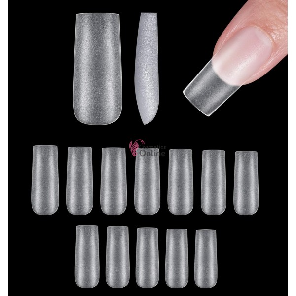 Tipsuri Soft Gel Tips Full Cover 600 bucati Transparente Cod TPS103EE Patrate medii mate